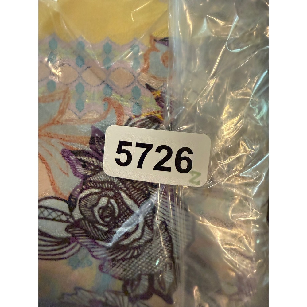 Soft Surroundings Womens 2X Blouse Yellow Floral Paisley Pleated Rayon Top Chic - Picture 9 of 9